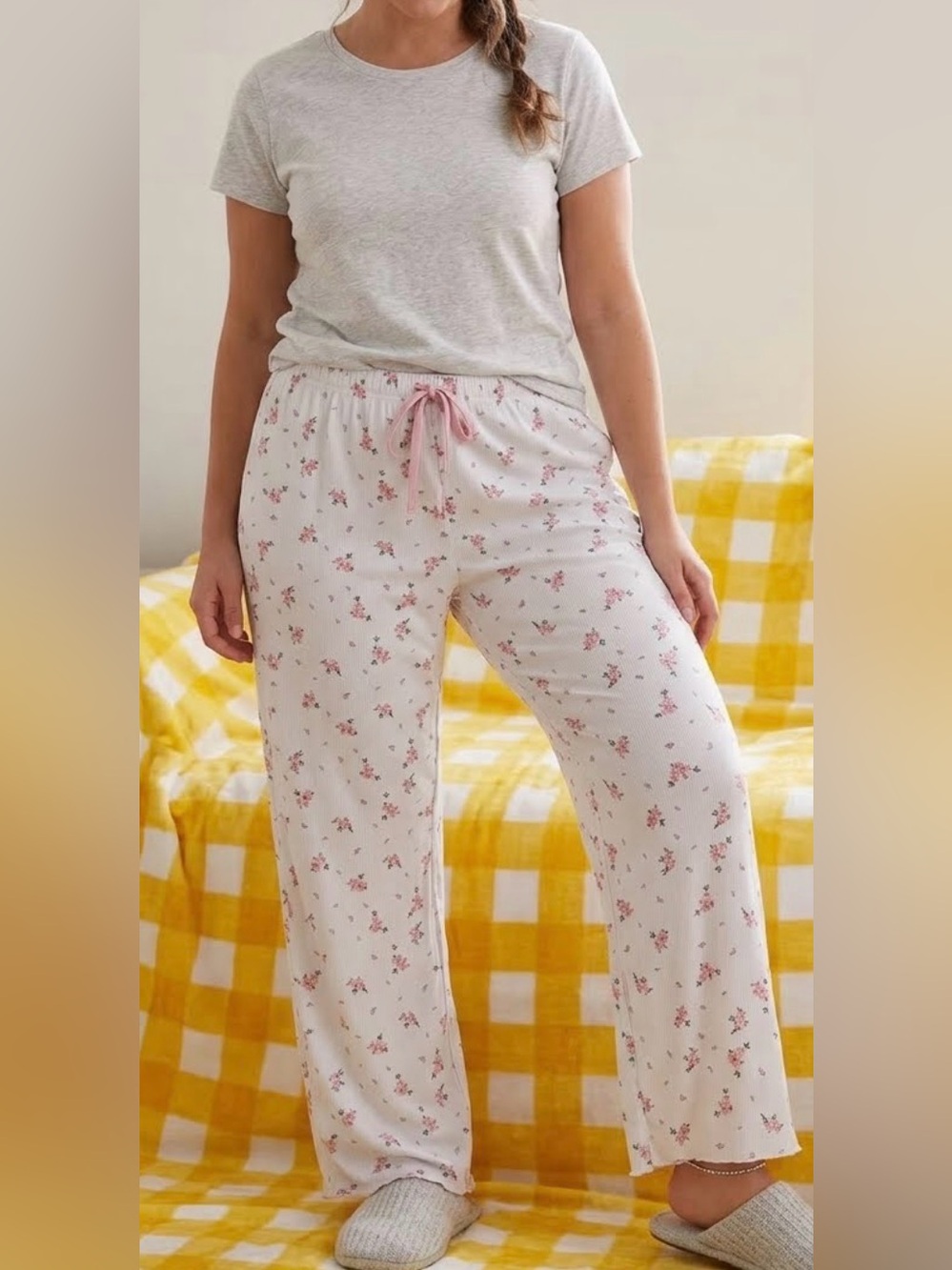 Women's Floral Lounge Pajama Pants - Pink Floral